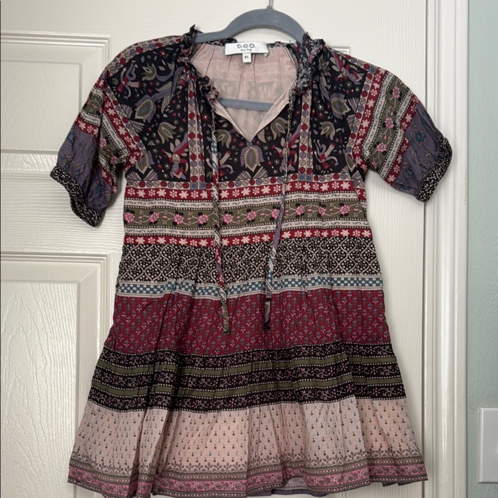 Sea New York Red and Gray Tiered Sundress